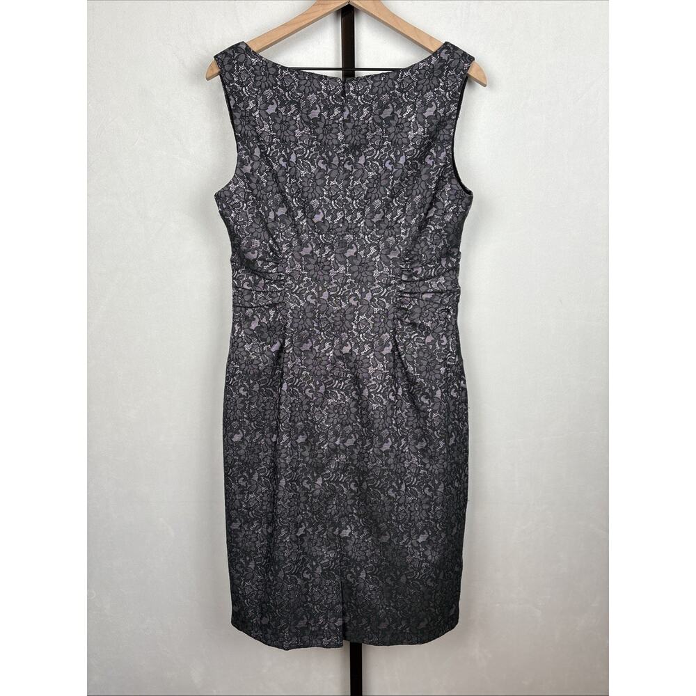 Adrianna Papell Black Lace Sheath Dress Women's 14 Purple Sleeveless Whimsy NEW - Picture 8 of 13